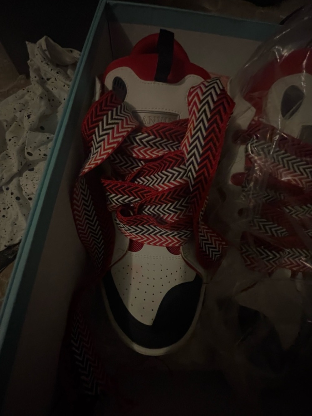 Lanvin White Black Red Low-Top Sneaker